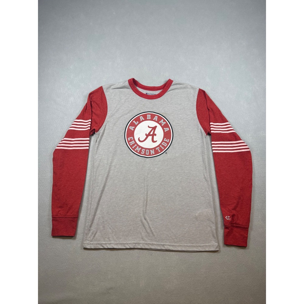 Champion Alabama Crimson Tide Long Sleeve Shirt Gray Red Small NCAA Bama Raglan